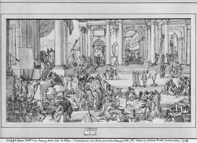 The Academy of Sciences and Fine Arts by Sebastien I Le Clerc